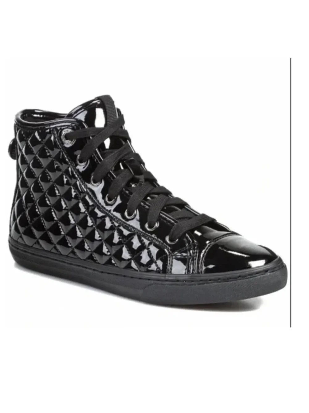 Women vintage Geox Respira High Top patent leather quilted sneakers black sz 8